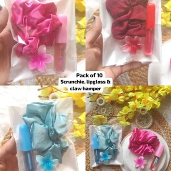 Scrunchies, lipgloss & claw combo 549.