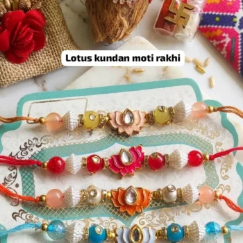 Lotus kundan moti rakhi 37