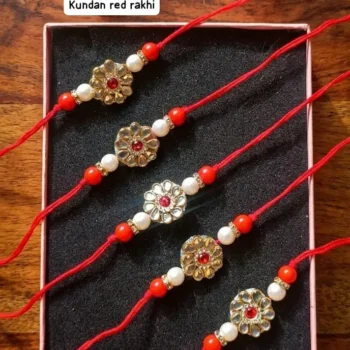 Kundan red moti rakhi 38