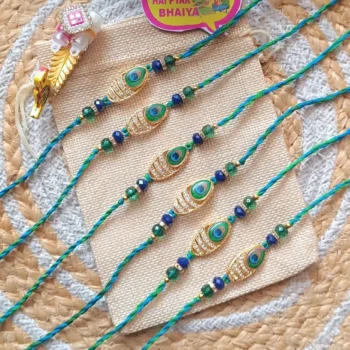 Peacock stone rakhi 66