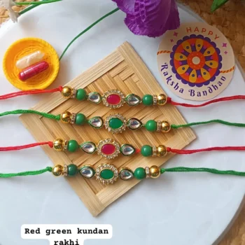 Red green Kundan rakhi 67