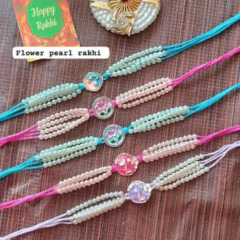 Flower pearl rakhi 255