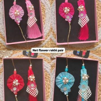 Net flower rakhi pair 232