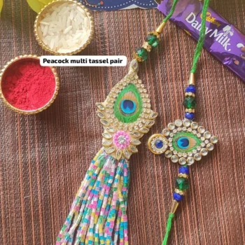 Peacock multi tassel pair 366